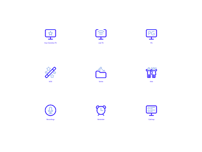 TV service icons set art branding design flat icon iconic illustration illustrator interface logo logos minimal trend ui vector web website