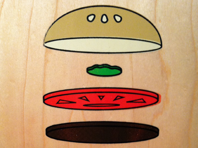 Burger Board art graphic design hamburger screen print skateboard