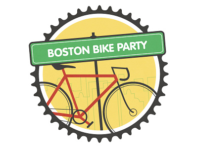 Boston Bike Party badge bike boston city illustration logo vector