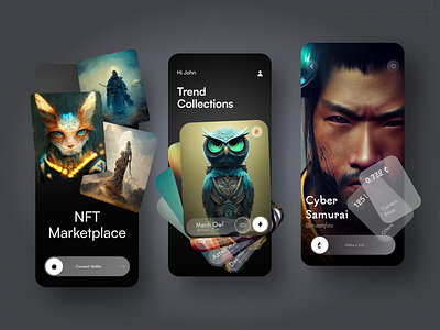 NFT Marketplace App app dark mode design marketplace minimal nft ui