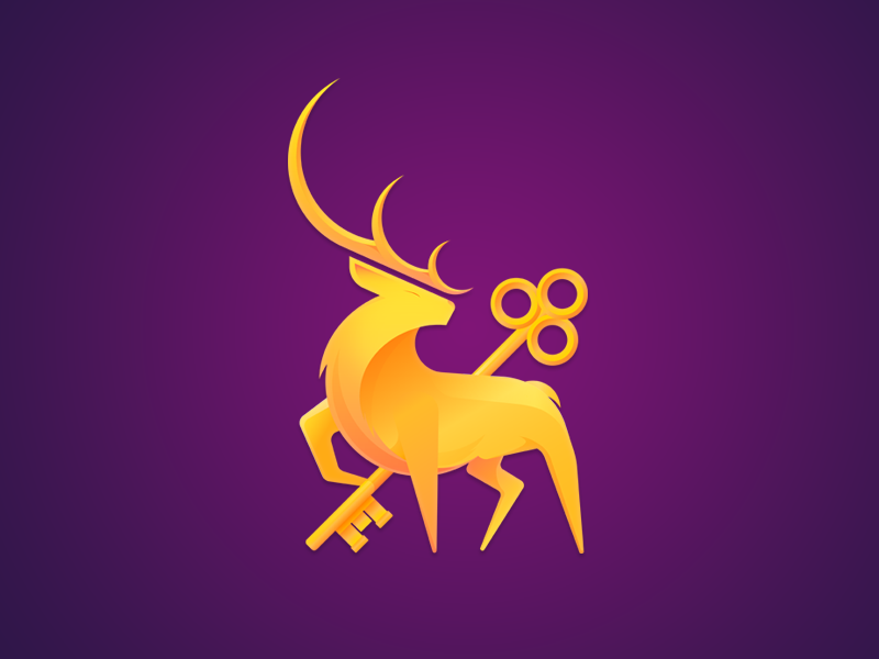 Gold Deer Logo inspiration key animal art animal purple logo 3d logo deer