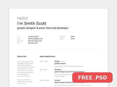 Free Resume Template clean curriculum cv design designer for free free freebie modern resume vitae white