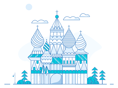 Russian Church Illustration blue building church clean design free illustration perfection ui vector white