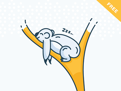 Sleepy Koala ai animal download filled free illustration jungle koala outline sleepy tree