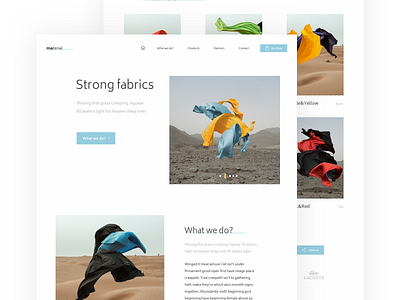 Fabric Landing Page clean design fabric free graphics landing material page ui ux web white