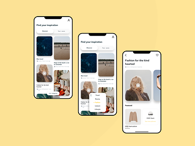 Inspiration boards app design cards ui collections ecommerce ecommerce design feed mobile online shopping product design shopping app ui uidesign ux