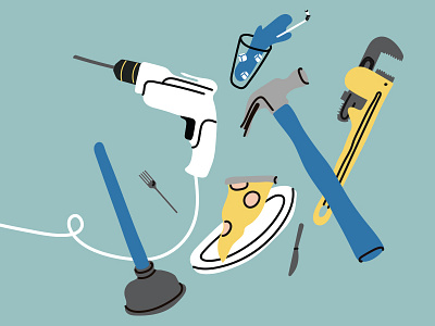 Neighborly branding assets drill hammer home homerepair house service tools
