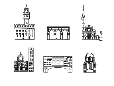 Icons for Firenze brdge city duomo florence icon illustration italy landmark line art outline