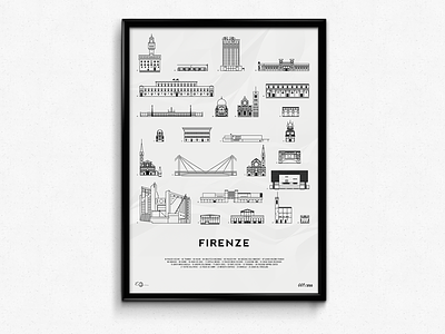 Firenze Icons Print bridge building florence icon iconography icons illustration italy made in italy print wallpaper