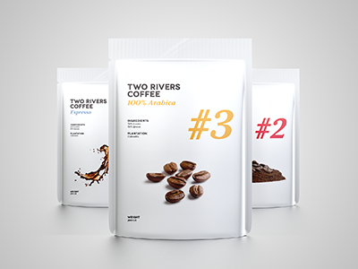 Two Rivers bean coffee cup drink luxury minimal package packaging render
