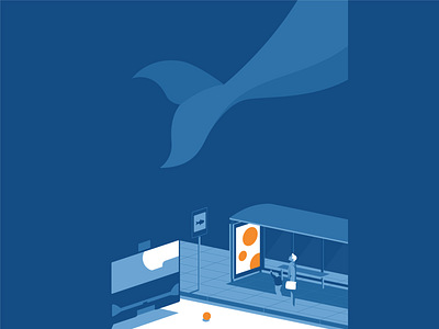 Dream adobe blue dream flat illustration illustrative illustrator minimalistic vector whale