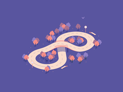 Twisted Road adobe design flat forest illustration illustrative illustrator isometric road