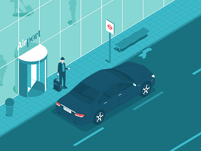 Airport. Landing page. adobe airport design flat illustration illustrative illustrator isometric road taxi