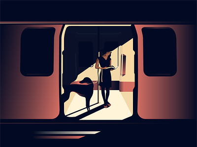 Commuter adobe commuter design flat illustration illustrator london noir train underground vector