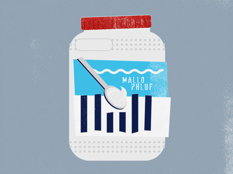 Fluff spoon illustration marshmallow jar fluff