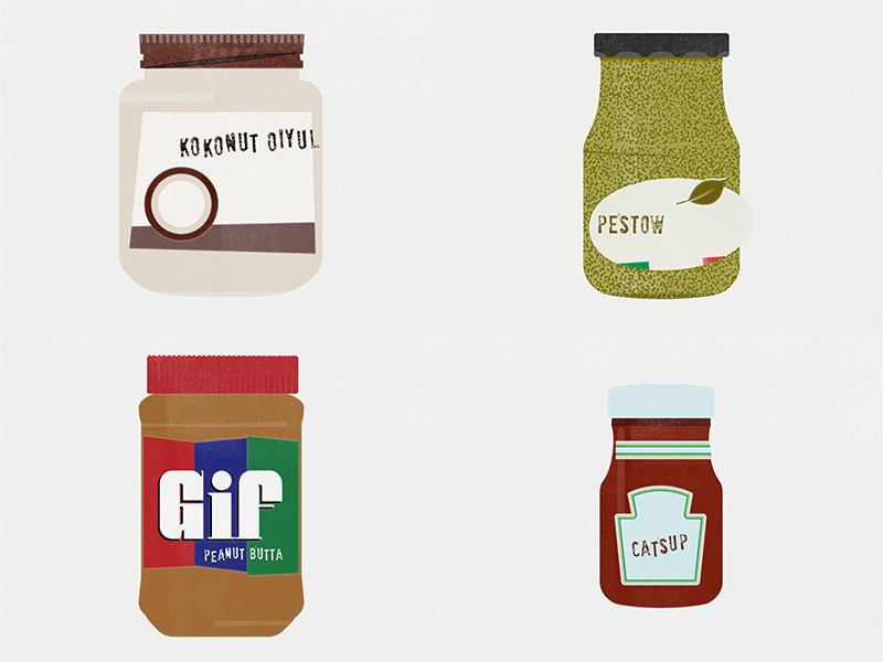 More Jars coconut oil ketchup peanut butter pesto food jart 100 day project illustration jar