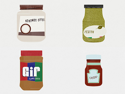 More Jars 100 day project coconut oil food illustration jar jart ketchup peanut butter pesto