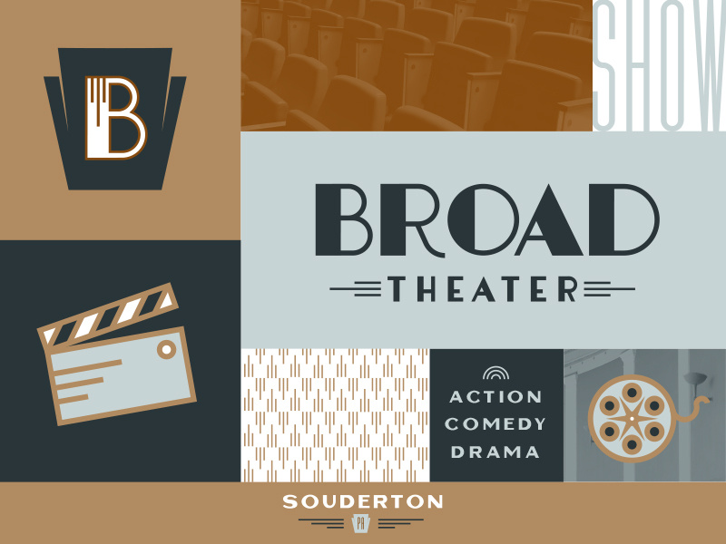 Broad Theater Brand keystone theater branding 1950s 50s lettering theater art deco brand logo