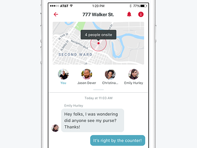 Location based conversations app chat ios location messaging mobile onsite ui ux