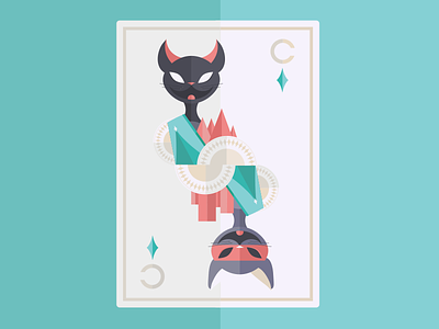 Hellcat & Copycat animals c card cats deck illustration kittens kitties letter mint vector
