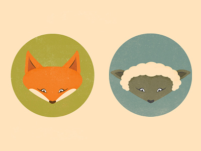 Fox and the Sheep animals fox icon illustration sheep ui ux vintage web