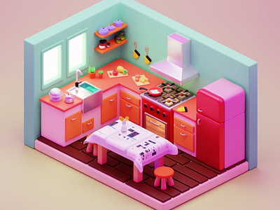 3d kitchen 3d illustration