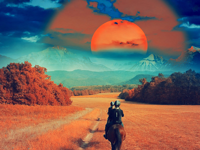 Autumn Horseback design graphic design illustration