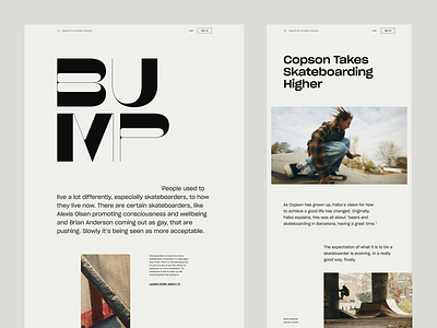 BUMP Article article branding clean design landing layout minimalism minimalist skate skateboarding typography typography design ui uidesign web webdesign website
