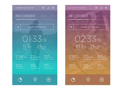 Running / Cycling App Concept app concept cycling design running ui
