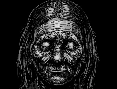 Witch character creepy dark fantasy digital art drawing face fantasy graphic graphic novel horror illustration old old woman scary witch