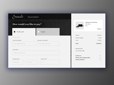 Luxury Brand Credit Card Page // DailyUI 002 brand design card auth checkout page dailyui dailyui002 design luxury brand luxury clothing ui