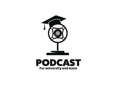 University Podcast logo black white black and white blackandwhite design illustration logo logo design microphone old podcast vector vintage vintage logo