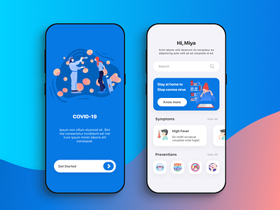 Covid-19 App UI covid 19 minimal mobile design ui ux