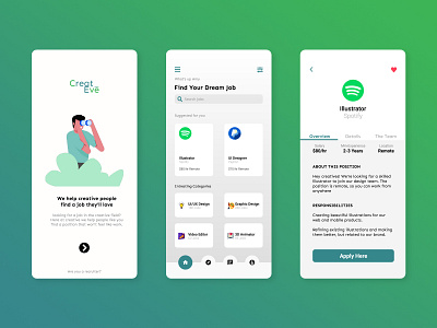 Concept UI Design, Job Seeking App app branding flat icon illustration logo minimal typography ui ux