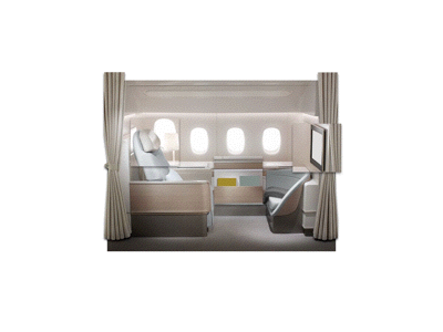 First Class cabin aiplane ife parallax principle sketch ui