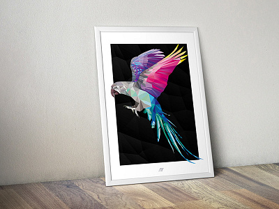 Macaw Print colourful illustration macaw parrot polygons poster print triangles