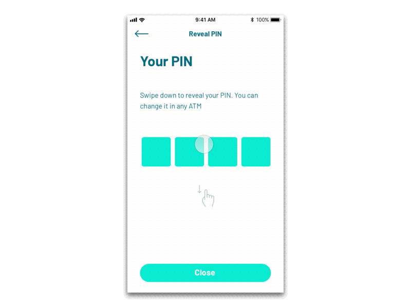 Reveal PIN Concept animation app atm bank concept finance gui interface pin principle transition ui ux