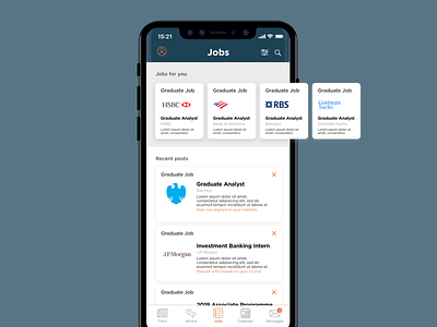 Job Search App UI Concept app branding application concept app graduate iphone x job search list mobile mobile app search service user interface ux ui