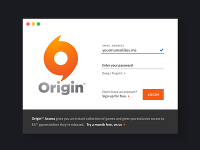 Origin Login ea gaming interface origin ui yourmom