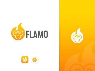 Fire Monkey Logo (Flamo) animal logo app icon branding combination logo fire icon fire logo fire monkey logo graphic design icon logo logodesign mankey icon mankey logo