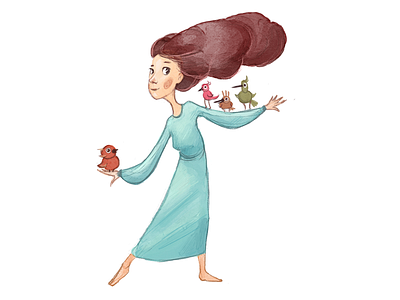 Spring is here. birds character girl illustration kidlitart spring