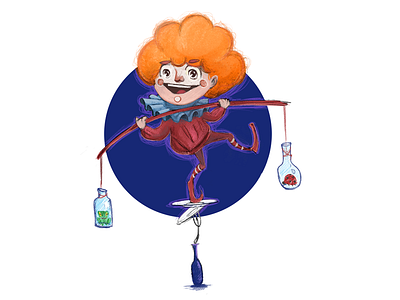 Clown balance character clown illustration kidlitart sketch people