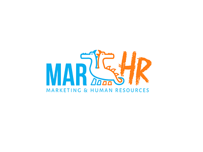 MarHR Logo Design blue double dragon hr human logo marhr marketing orange resources two two in one