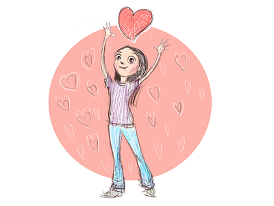 Happy Valentines Day! character design girl happy heart love people red sketch valentinesday