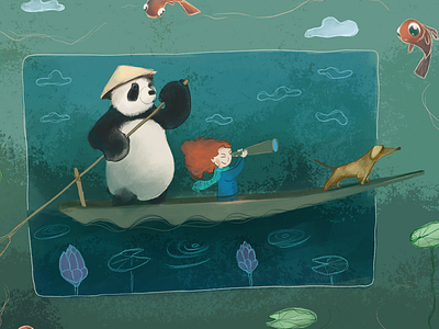 Little Big Adventure adventure boat dog fish girl illustration lily panda