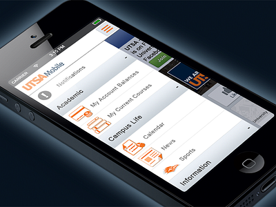 UTSA Mobile design photshop ui