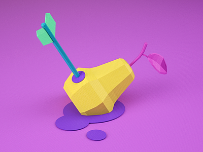 William Tell's Pear 3d arrow blood flavor flavors fruit fruits illustration juice low poly paper pear purple sweet target yellow pear