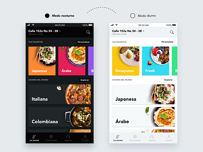 Personalization - Food Delivery App app cuisine customizable content dark mode day delivery discover dishes food mobile night personalization product design restaurant ui user
