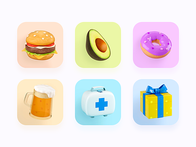 Rappi's business lines 3d app burger business line candy colors delivery dessert ecommerce flavors food gift grocery illustration pharmacy rappi restaurant services spirits whim