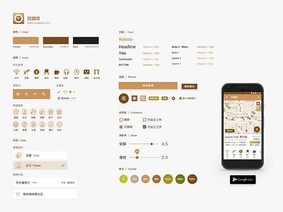 Style Guide - Cafe Finder cafe styleguide ui ux